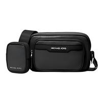Michael Kors Cooper Pebbled Leather Crossbody Bag Men bags Black Silver 37T4LCOM1L-BLACK Basic Set (Bag)