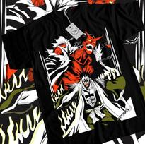 Zaraki Kenpachi T-Shirt Bleach Shirt Black Anime Manga Graphic Tee All Size L