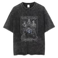 Anime Attack on Titan Levi Graphic Washed T Shirt Men Vintage Cotton T-shirts Casual Manga TShirt Male Tops S