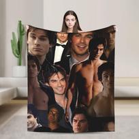 The Vampire Diaries Damon Salvatore  TV Series Blanket  Picnic Flannel Throw Blanket For Home Decor Soft Quality Bedspread Gift 75cmx90cm