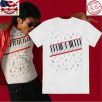 Michael Jackson Beat It Pianino Klavišai Marškinėliai Retro Muzikinė Grafinė Marškinėliai XXXL gray