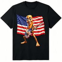 American Flag Guitar Tung Tung Tung Sahur Casual Graphic T-Shirt, Retro Patrioti L