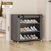 Dustproof Shoe Cabinet Multilayer Shoe Rack Fabric Organizer Simple Storage Nonwovens Household Economic Type Shoe Rack Cabinet 4 Tiers pilka
