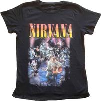 Nirvana Unplugged Live Photo Juniors Girl T-Shirt Black | Officially Licensed Merchandise XXL
