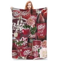 Dr Pepper Blanket Multi-function Flannel Sofa Throw Blanket for Couch Bedding Outdoor Throws Bedspread Quilt Size: 75*100cm, Weight: 230 GSM