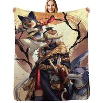 Monster Hunter Rise Throw Blanket Stylish Decor Blanket Gift for Friends Roommate Size: 75*100cm, Weight: 230 GSM