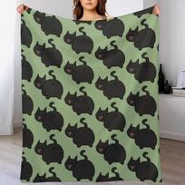 Black Cat Butt Throw Blanket Luxurious Soft Fuzzy Blanket for Sofa Bed Size: 75*100cm, Weight: 230 GSM