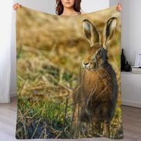 Love is in the Hare Throw Blanket Cozy Napping Blanket Gift for Mom Dad Size: 75*100cm, Weight: 230 GSM