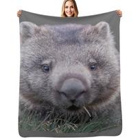 Wombat Throw Blanket Luxurious Soft Fuzzy Blanket for Sofa Bed Size: 75*100cm, Weight: 230 GSM