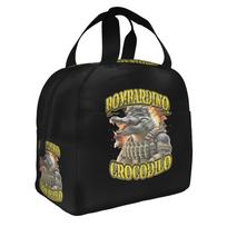 Italian Brainrot Bombardino Crocodilo Insulated Lunch Bag for Women Portable Funny Meme Cooler Thermal Lunch Tote School One Size