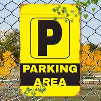 Durable Yellow and Black  Parking Area  Sign | 2D Plane Iron Wall Hanging, 12x8 Inches, Multipurpose for Parking Lots, Garages 20X30CM