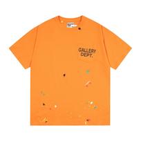 Europos ir Amerikos madingas prekės ženklas, veikiantis visoje Europoje ir Amerikoje, GALLERY DEPT raidėtu šūkiu, su kišene, rašalo dėmėmis, trumpomis rankovėmis T-shirt vyrams ir moterims, gatvės mada XL oranžinė