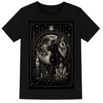 Moon Gazing Hare Shirt • Witchy Gothic T-Shirt • Celestial Rabbit Graphic Tee • Occult Moon Phase Top • Mystical Crystal Witchcore Shirt 3XL