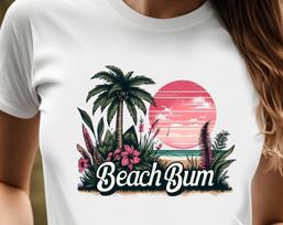 Beach Bum tshirt, vacation shirt, palm tree and sun, beach lover, ocean scene, retro tshirt, 6 colors S
