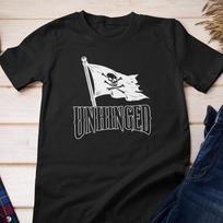 Funny Shirt - Unhinged Pirate Flag | Skull & Crossbones Design Cotton Tee 2XL
