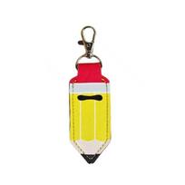 Pencil Shape Chapstick Key Chain Pouch PU Leather Pencil Shape Key Ring  Birthday Gifts geltona