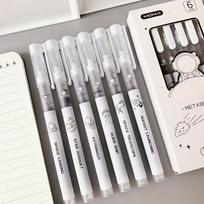 6-Piece Quick-Dry Gel Pens, 0.5Mm Fine Point, Black Ink - Ideal For Students & Office Use 6pcs balta