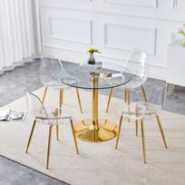 Valgomasis stalas su kėdėmis, stiklas 85 cm, aukštis 76 cm, 5 vnt