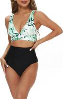 Moteriškas bikini maudymosi kostiumėlis Push Up liekninantis juodas baltas S, S