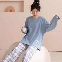 Sweet & Lovely Women's Pajamas: Autumn/Winter Round Neck, Long Sleeve & Pants, Plus Size Dorm Homewear Set M (80-100 catties)