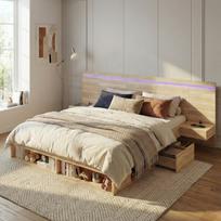 Dvigulė lova, 180x200 cm, su USB, Type-C, LED, 2 naktiniais stalais