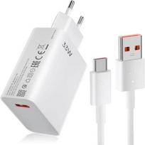 33W USB Fast Charger - E.F.Connection - 6A 1M USB-C Cable - White - Compatible Redmi Note 11/11S/11 Pro balta