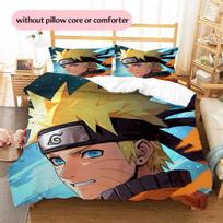 Naruto Characters  Pattern Bedding Quilt Set  Home Decoration  Gift (1 * duvet cover + 2 * pillowcase  without core) 135x200cm