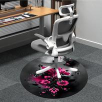 1PC Floral Abstract Office Round Area Rug, Indoor Mat Suitable For Office, Under Office Chairs Bedroom Living Room Home Decor, Room Deco 122 80cm by 80cm