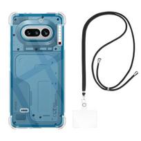 Case and neck strap for Nothing Phone 4a - Transparent Soft TPU Adjustable Black Cord Phonillico® juoda