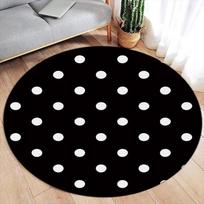 Baltas taškas Juodas apvalus kilimas Modernus geometrinis minimalistinis kilimas Namų svetainės miegamojo dekoratyviniai flaneliniai kilimėliai Grindų kilimai Diameter 60cm white