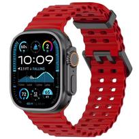 Ocean Silicone Strap for Apple Watch Ultra 3 2 49mm/11 10 46mm 45mm 44mm Sport Watchband Bracelet iWatch Series 9 8 7 6 5 4 SE 3 44 45mm-S11-10 46mm raudona