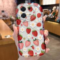 Cute Strawberry Flower Chain Case For VIVO V70 FE V60 V50 Lite V40 Y05 Y04 Y03 Y28S Y400 V30 PRO Y31D Y39 Y29 Y27 Y28 Y01 Y21 VIVO Y31D 4G