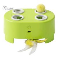 Automatic Whack-a-Mole Cat Toy Interactive Toy, Whack a Mole Feather with Moving Toys for Indoor Pets 3 Modes, Rechargeable Kitten Bored Cats žalia
