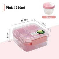 Double layer Lunch box Portable Sealed Double Layered Office Box Students Toddler Bento Containers Outdoor Salad Picnic box 1250ml rožinė