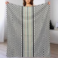 Multi Colors Vertical Keffiyeh in White Throw Blanket Fade Resistant Durable Throw Blanket Size: 75*100cm, Weight: 230 GSM