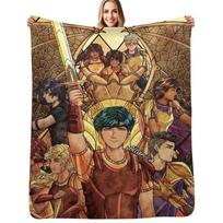 Percy Jackson Stained Glass Throw Blanket Cozy Sofa Blanket for TV Watching Napping Size: 75*100cm, Weight: 230 GSM