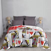 Red-White Casino Queen Heart Playing Cards Blanket Fashion Custom 536 Red White Hearts Casino Queens Art Size: 75*100cm, Weight: 230 GSM
