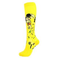 Oil Painting Compression Socks Men Women Mona Lisa Sky Kiss Wave Pearl Pressure Stockings Nylon Compress Runsport Newest L