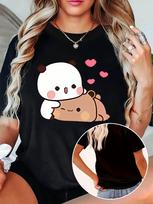 Cute Panda Bear Hugging Bear with Hearts Graphic T-shirt XXXXL