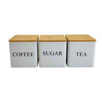 3PCS Airtight Bamboo Lid Tea Canister Reusable Spice Jar Kitchen Tin Box Sugar Storage Jar  Candy balta