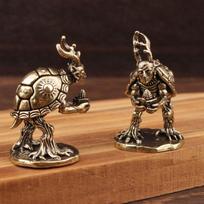 Vintage Brass Turtle Figurine Handmade Tabletop Statue Retro Home Craft for Study Room Office Decoration žalvaris