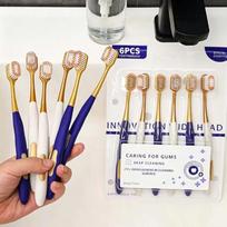 6 Pack Soft Bristle Toothbrushes Gentle Gum Care Deep Cleaning Perfect For Family Daily Oral Care And Travel Use A