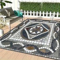 VIKAMA Marble Geometric Large-Area Carpet Non-Slip Outdoor Caravan Terrace Floor Mat Living Room Bedroom Carpet Home Decoration 80cm x 160cm