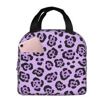 Purple Leopard Print Pattern Lunch Bags Insulated Bento Box Lunch Tote Leakproof Picnic Bags Thermal Bag for Woman Girl School One Size