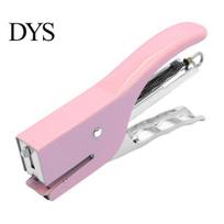 Office Workspace Accessories Mini Handheld Stapler, with Ergonomic Curved Design, Macaron Stapler for Paper Colored Compact Metal Daily Document rožinė