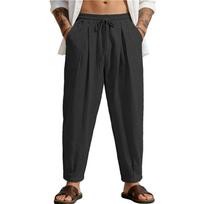 Men's Casual Loose Breathable Sports Long Pants Summer Season Straight Leg Trousers Comfortable Cotton Blend Long Trousers in European Size S