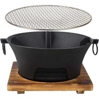 Round Seasoned Cast Iron Charcoal Hibachi Grill 25CM