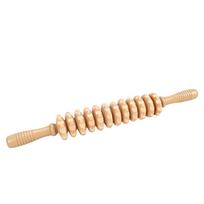 Wooden Cellulite Massage Roller Straight 12 Rollers Muscle Relaxation Handheld Fascia Tool for Legs and Thighs Original Color