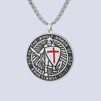 Dawapara Knights Templar Necklace Shield of Faith Armor of God Pendant Valor Courage Protection Talisman Stainless Steel Jewelry