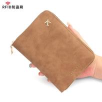 RFID Blocking Passport Holder Travel Wallet PU Leather Passport Organizer Zipper Passport Case Card Holder Document Wallet for Men Women